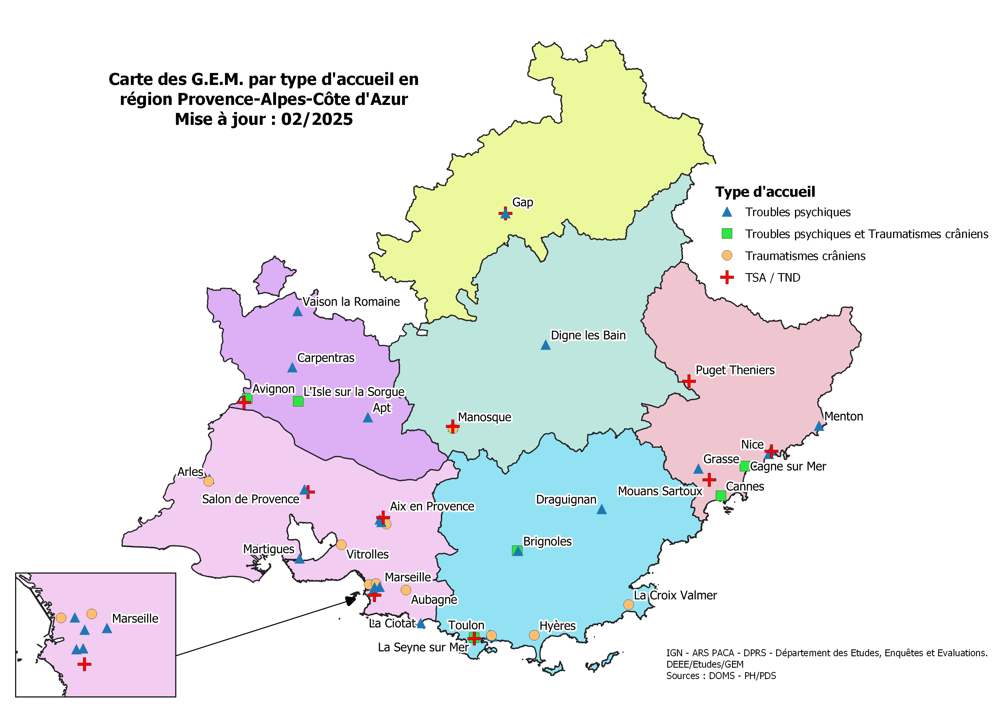 Carte des GEM Paca